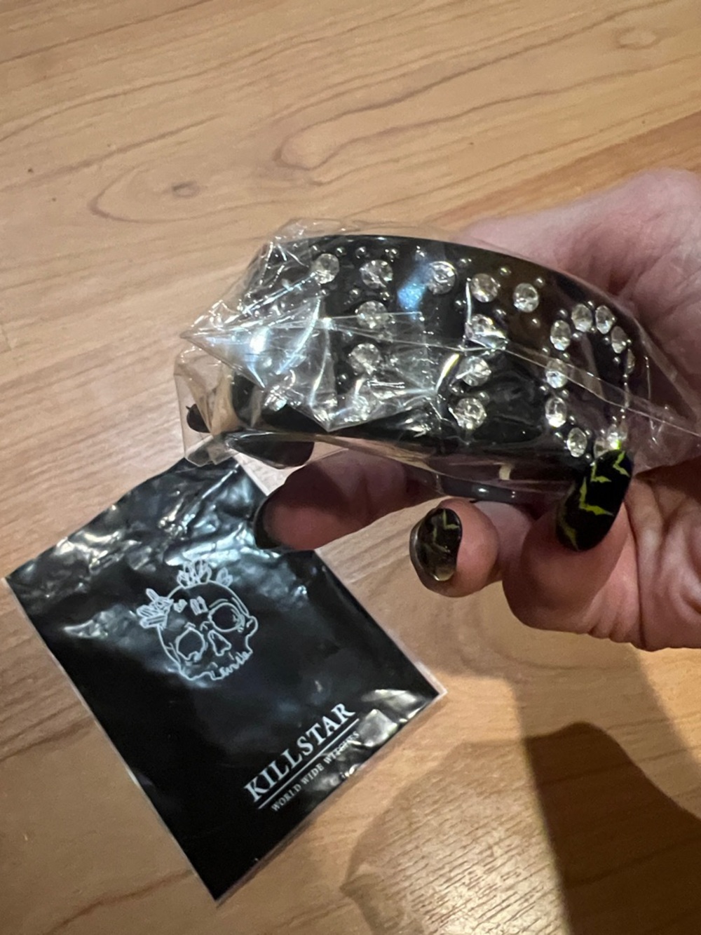 Killstar Black Witch Crystal Skull Stud Bracelet cuff nwt